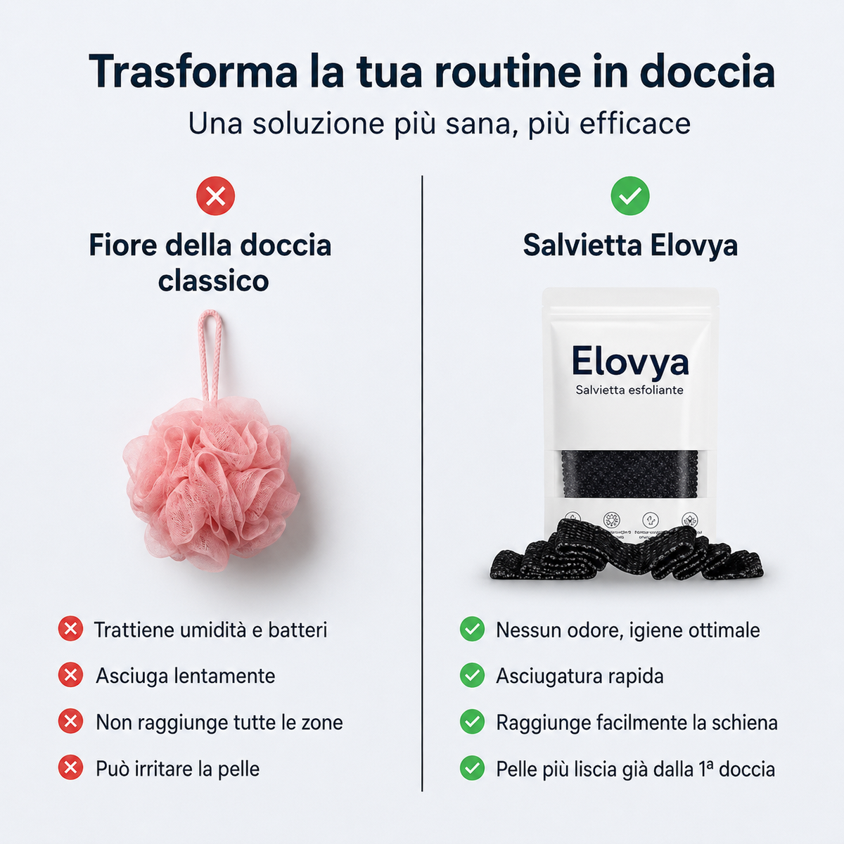 Asciugamano esfoliante Elovya per la doccia