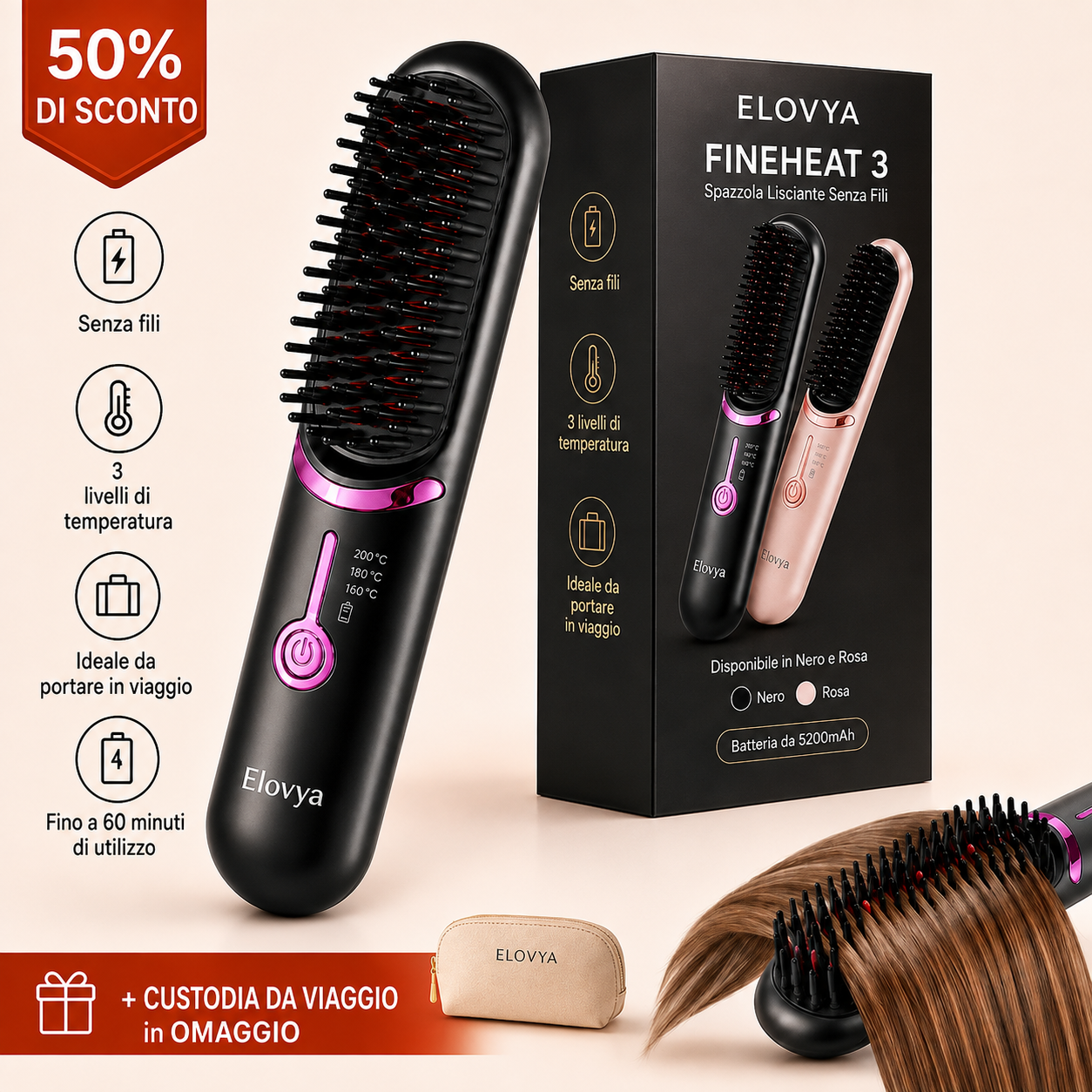 Elovya FineHeat™ 3 | Spazzola lisciante senza fili