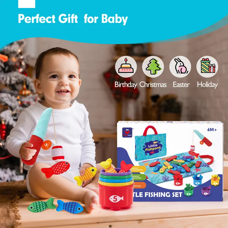 TinyCatch™ Montessori Fishing & Sorting Set - Keeps Toddlers Busy While Learning Colors & Counting