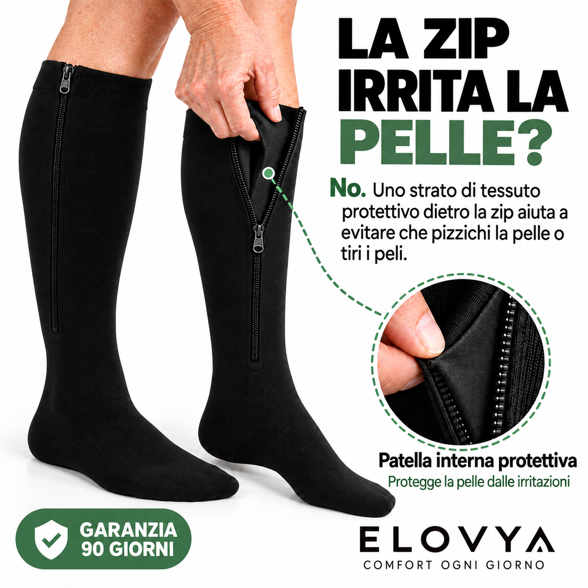 Elovya Calze a Compressione con Zip