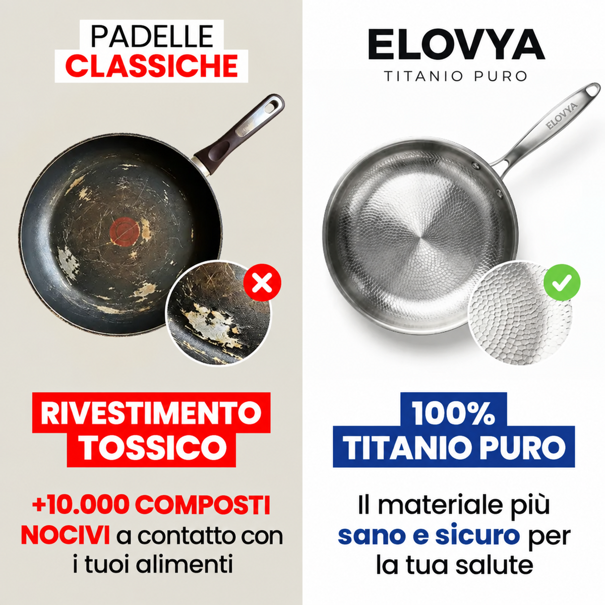 Padella Elovya in titanio al 100% per una cucina senza sostanze tossiche