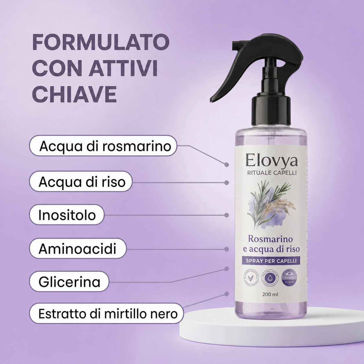 Spray al rosmarino e acqua di riso